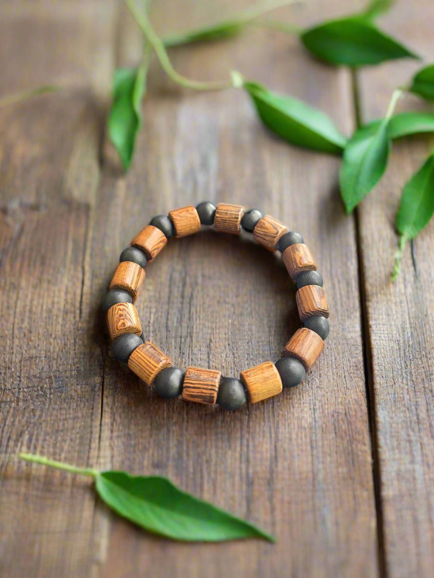 Rustic Fusion Wooden Bead Bracelet